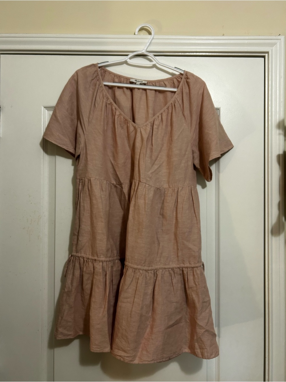 Madewell Tiered Mini Dress in Dusty Pink